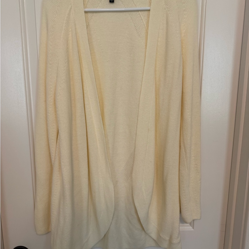 Talbots Women's Open Front Cream Sweater Cardigan Size Large Petite